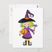 Cute Little Witch met Pumpkin Briefkaart (Voorkant / Achterkant)