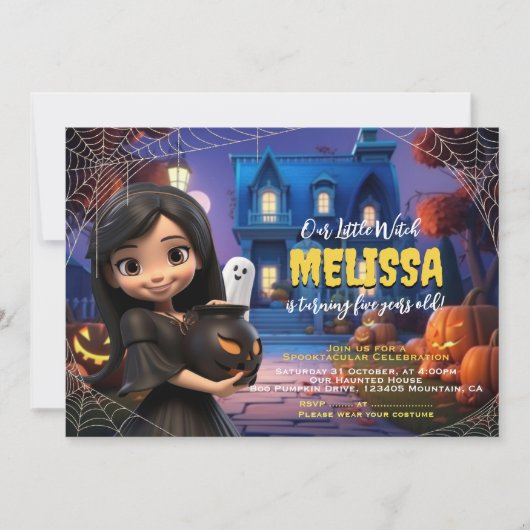 Cute Little Witch Spooktacular invitation Annivers (Devant)