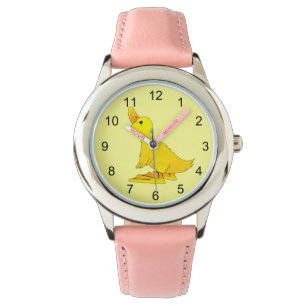 Cute Little Yellow Cartoon Duck Horloge