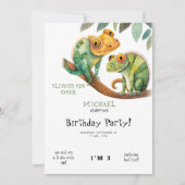 Cute Lizard Boy Invitation de fête d'anniversaire (Devant)