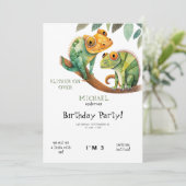Cute Lizard Boy Invitation de fête d'anniversaire (Debout devant)