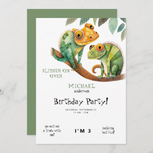 Cute Lizard Boy Invitation de fête d'anniversaire
