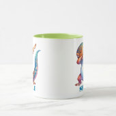 Cute Lizard Dabbing Orange Blue Green Mug (Centre)