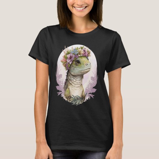 Cute Lizard Flower Crown Lizard T-shirt (Voorkant)