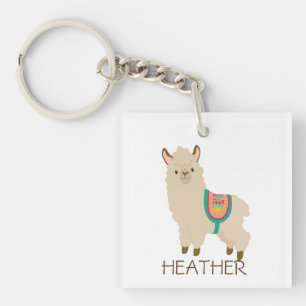 Cute Llama Aangepaste naam Aangepaste Sleutelhange Sleutelhanger