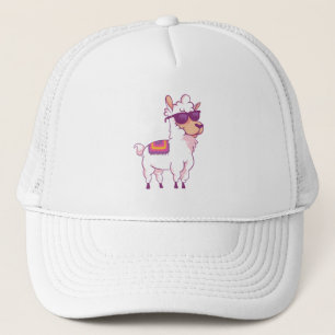 Cute Llama Alpaca draagt een zonnebril Trucker Pet