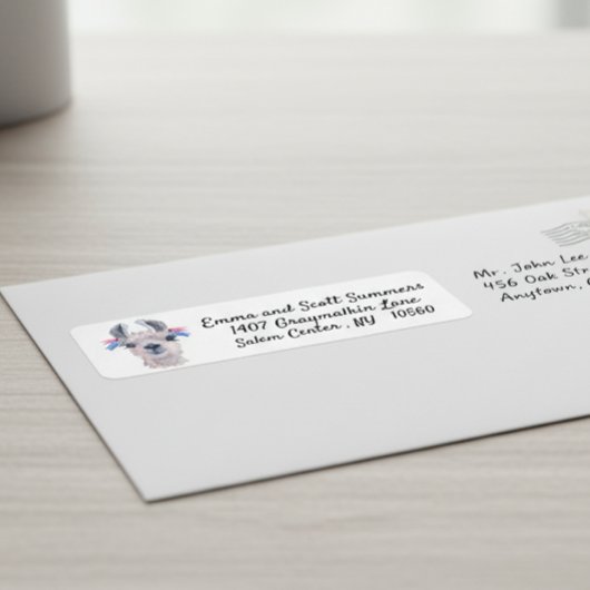 Cute Llama Alpaca Étiquettes de adresse animaux