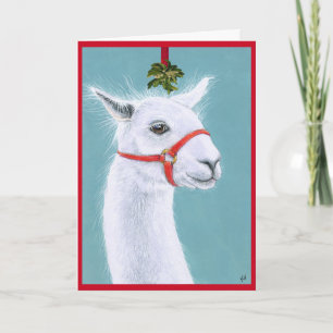 Cute Llama avec carte de Noël Mistletoe