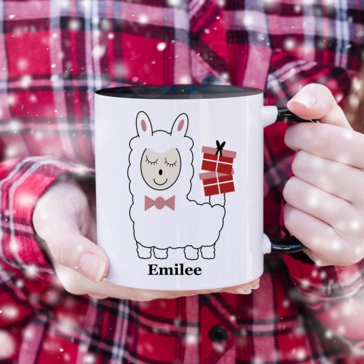 Cute Llama avec des cadeaux de Noël Mug