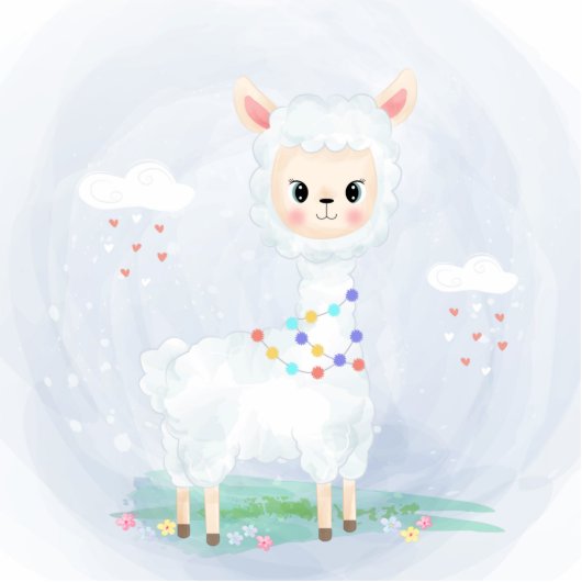 Cute Llama Baby shower Cake Topper Staand Fotobeeldje (Voorkant)