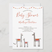Cute Llama Baby shower Invitation Kaart (Voorkant)