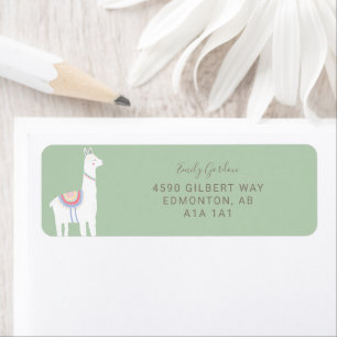 Cute Llama baby shower jongen blauwgroen en bruin Etiket