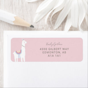 Cute Llama baby shower meisje roze en bruin Etiket