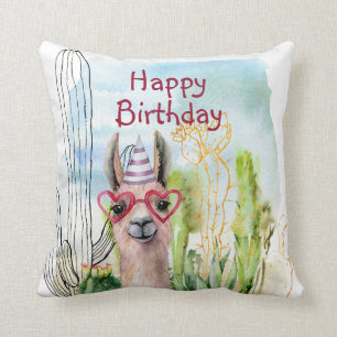 Cute Llama Birthday Kussen