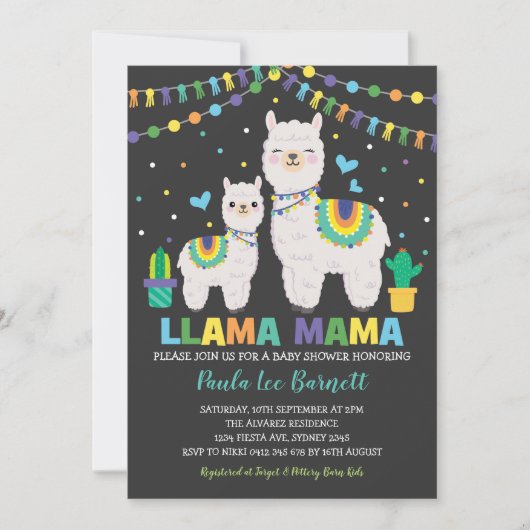 Cute Llama Boy Baby shower/Fiesta Cactus Alpaca Kaart (Voorkant)