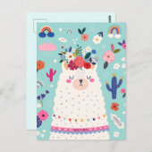 Cute llama briefkaart (Voorkant / Achterkant)