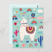 Cute llama briefkaart (Voorkant / Achterkant)