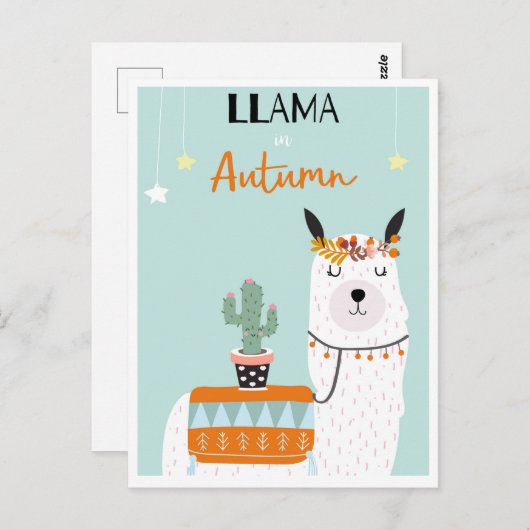 Cute llama briefkaart (Voorkant / Achterkant)