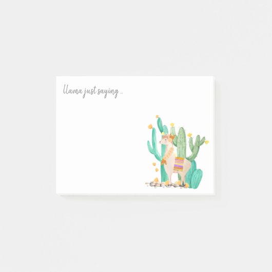 Cute Llama & Cactus Waterverf - Llama Just Gezegde Post-it® Notes (Voorkant)
