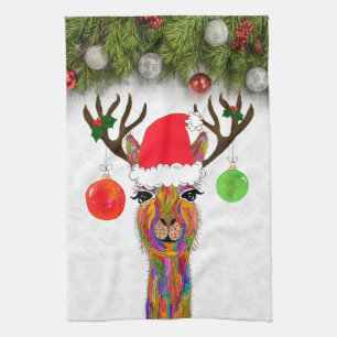 Cute Llama Christmas Serviette de cuisine
