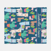 Cute Llama Custom Name Fleece Deken (Voorkant (Horizontaal))