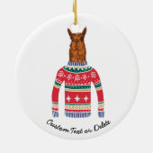 Cute Llama draagt Funny Ugly KerstSweater Keramisch Ornament (Achterkant)