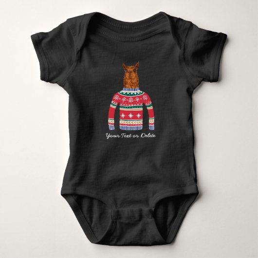 Cute Llama draagt Funny Ugly KerstSweater Romper (Voorkant)