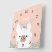Cute Llama Enfants Nursery Horloge murale (Angle)