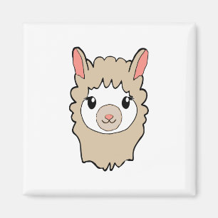 Cute Llama Face Tekening Magneet