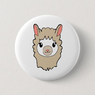 Cute Llama Face Tekening Ronde Button 5,7 Cm