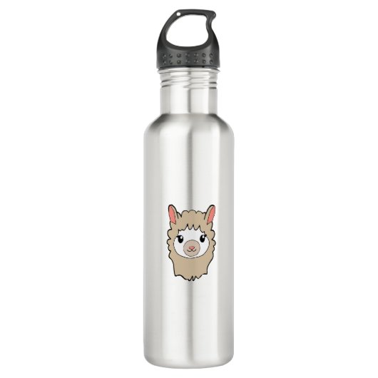 Cute Llama Face Tekening Waterfles (Voorkant)