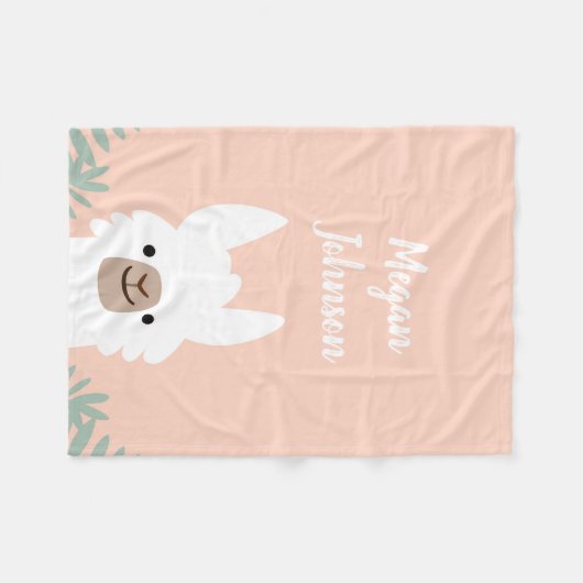 Cute Llama Fleece Blanket (Voorkant (Horizontaal))