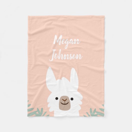 Cute Llama Fleece Blanket Deken (Voorkant)