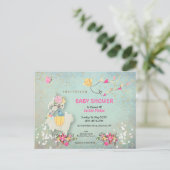 Cute Llama/Floral Baby shower Invitation (Debout devant)