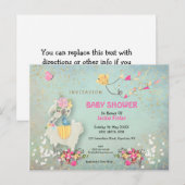 Cute Llama/Floral Baby shower Invitation (Devant / Derrière)