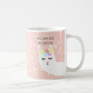 Cute Llama Floral Blush Pink Girly Chic Koffiemok