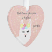 Cute Llama Floral Blush Pink personnalisé (devant)