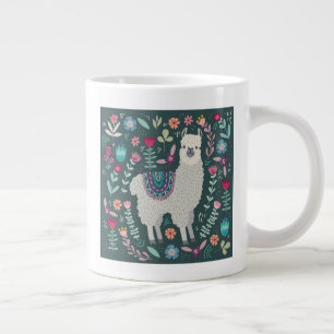 Cute Llama Floral Design Extra Grote Beker