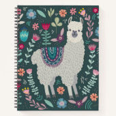 Cute Llama Floral Design Notitieboek (Voorkant)