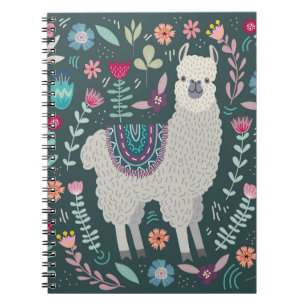 Cute Llama Floral Design Notitieboek