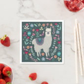 Cute Llama Floral Design Servet (Insitu)