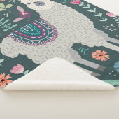 Cute Llama Floral Design Sherpa Deken (3/4)