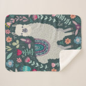 Cute Llama Floral Design Sherpa Deken (Voorkant (horizontaal))
