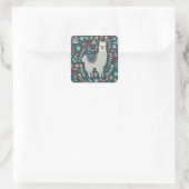 Cute Llama Floral Design Vierkante Sticker (Tas)