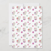 Cute Llama Floral Invitation Anniversaire (Dos)