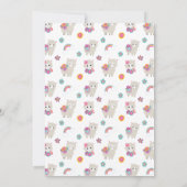 Cute Llama Floral Invitation Anniversaire (Dos)