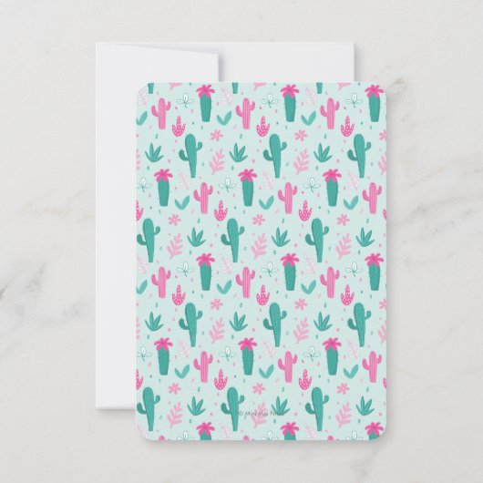 Cute Llama fun cactus Anniversaire Invitation (Dos)