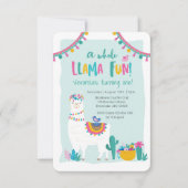 Cute Llama fun cactus Anniversaire Invitation (Devant)