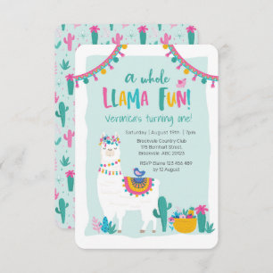 Cute Llama fun cactus Anniversaire Invitation