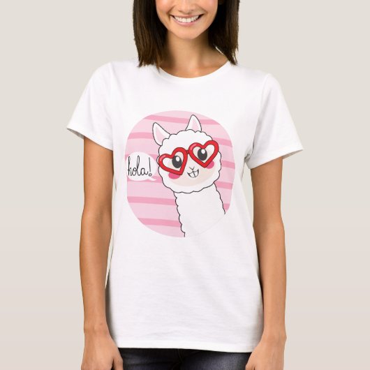 Cute Llama Hola T-shirt (Voorkant)